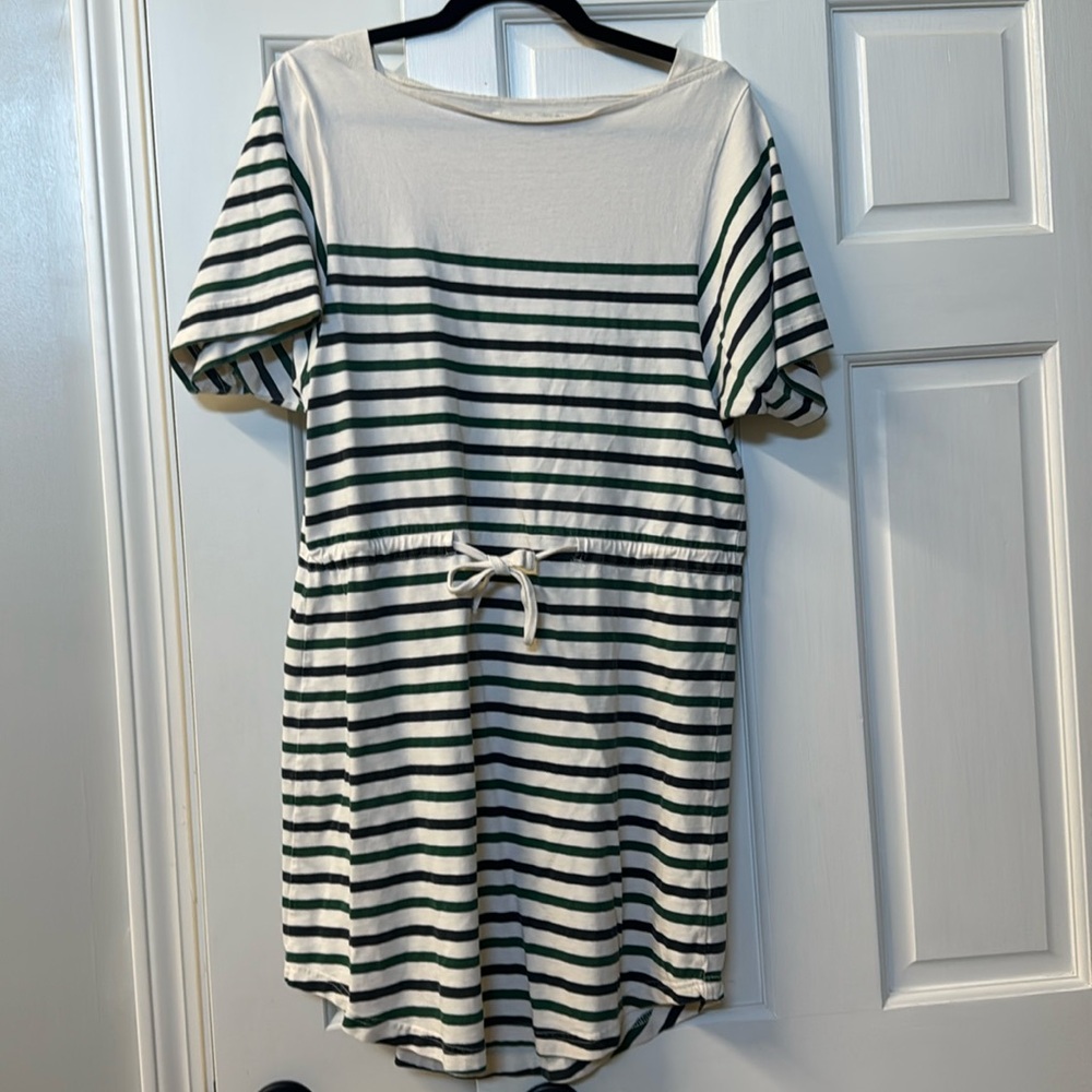 Madewell Hi-Line Striped Drawstring Tee Dress